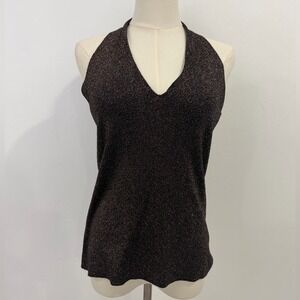 August Silk Knit Metallic Sparkle Y2K Stretchy Tank Top Medium Festival Concert